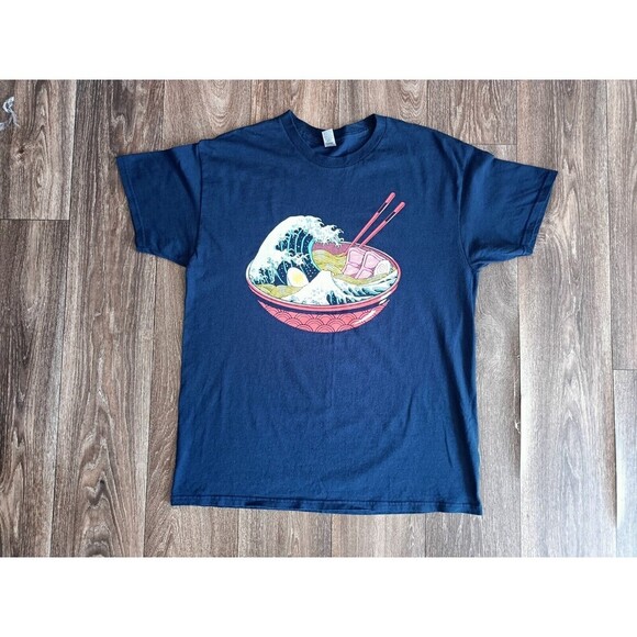 Gildan Other - The Great Wave Ramen Bowl T-Shirt Men's Size Large Japanese Graphic Short Sleeve